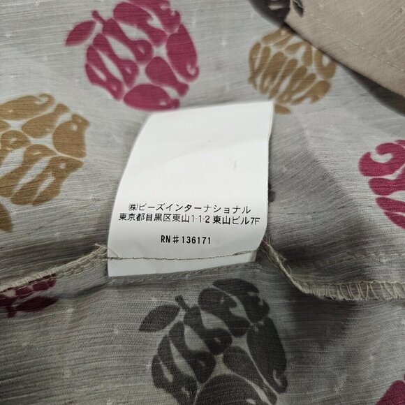 X-Girl Big Apple Women Top Blouse Shirt Size M Beige Chiffon Button Up Long Slee - Picture 11 of 14